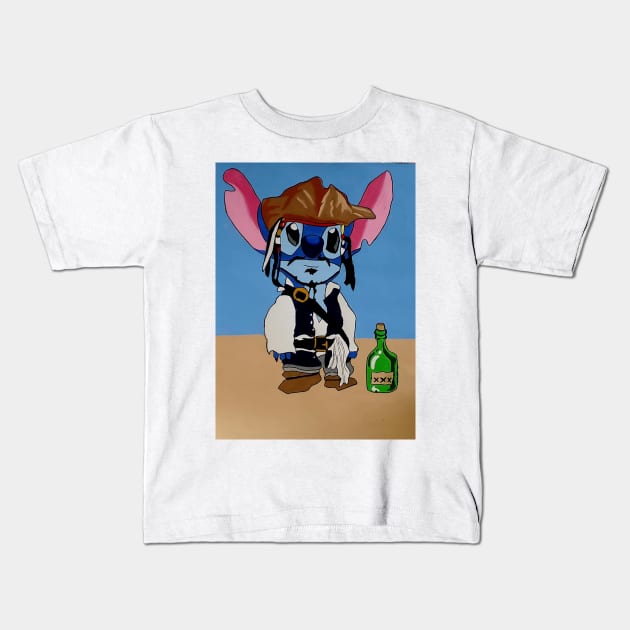 Captain Jack Stitch has his rum Kids T-Shirt by Bill's Pop Art Mart